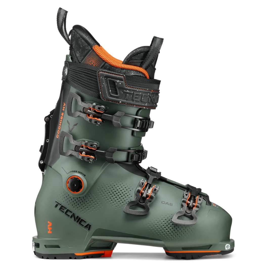 The green color of these Tecnica Coshise 120 ski boots is not commonly seen but matches this boot perfectly