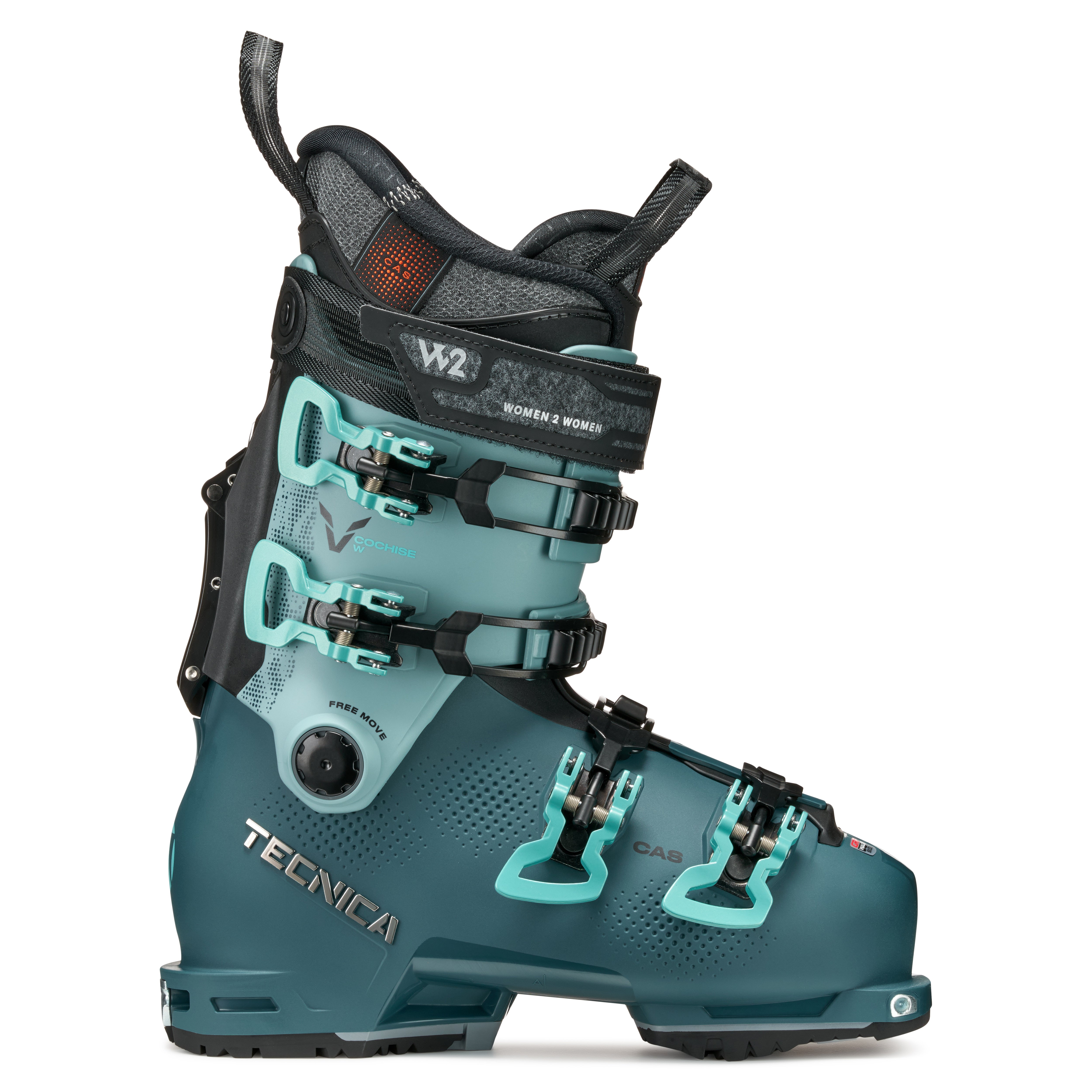 The Cochise 105 women's ski boot has diffenrt greenish colors on the upper versus the lower that are very pretty.