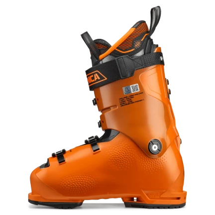 The medial side of the Mach1 130 has an adjustable cuff alignment along with a sticker showing the specs of the boot
