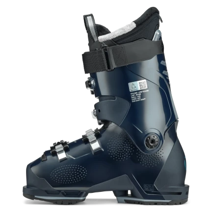 The medial side of the Women's Mach Sport LV 85 has a small sticker detailing the specs of the ski boot