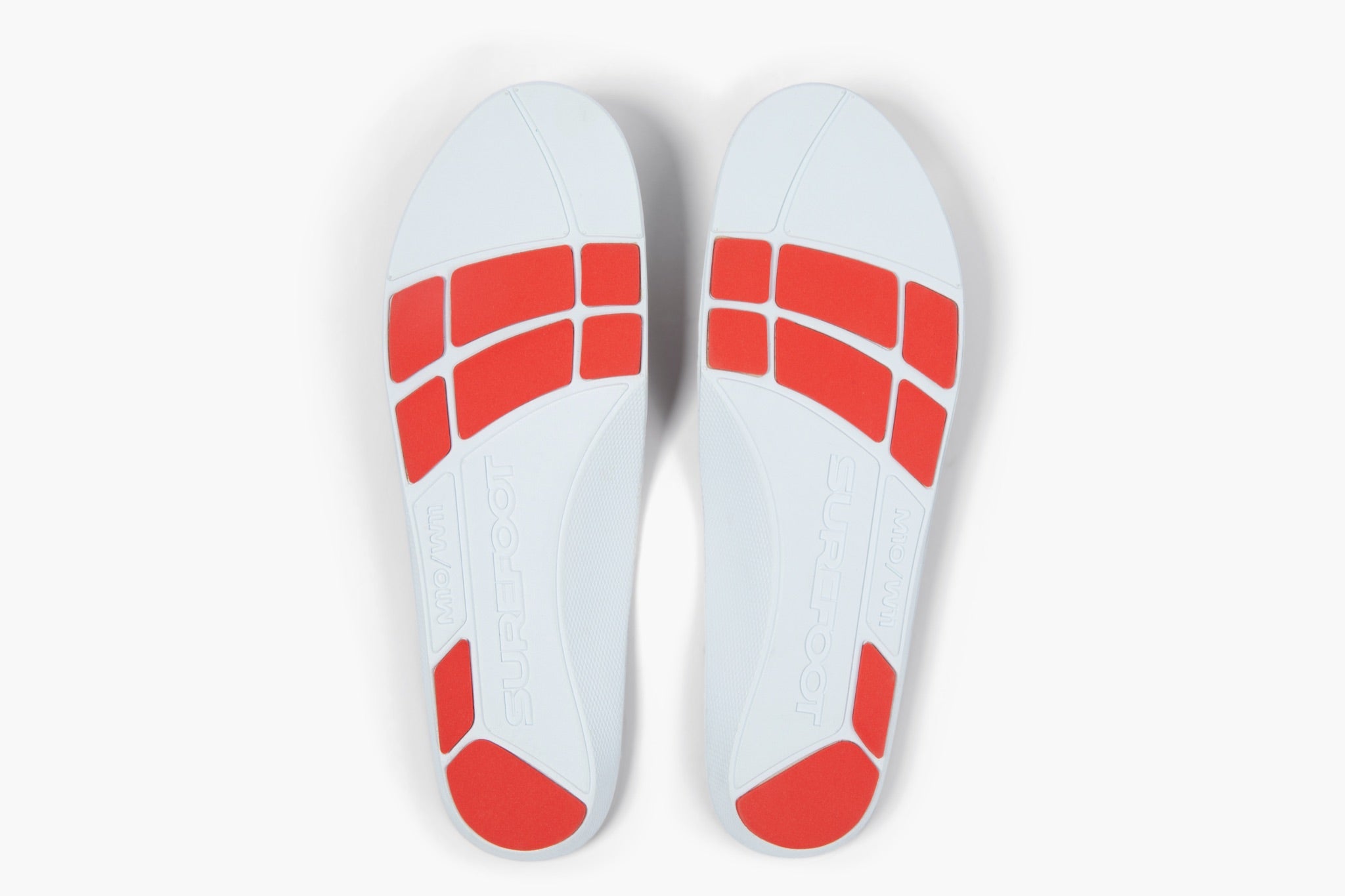 the bottom of the insoles is white with red accents