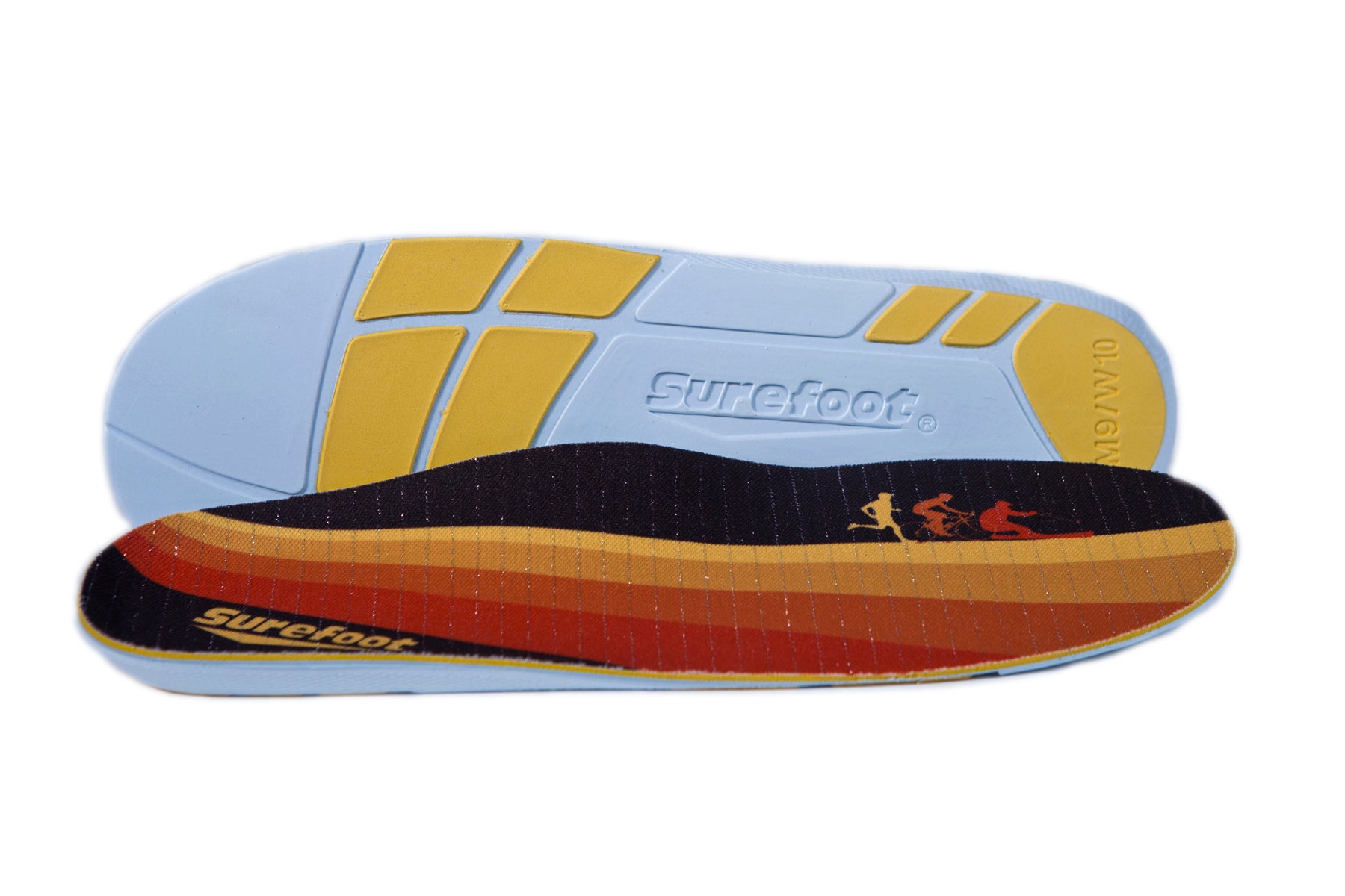 Yellow Surefoot Conforma Insole, Surefoot logo underneath and on top sheet.