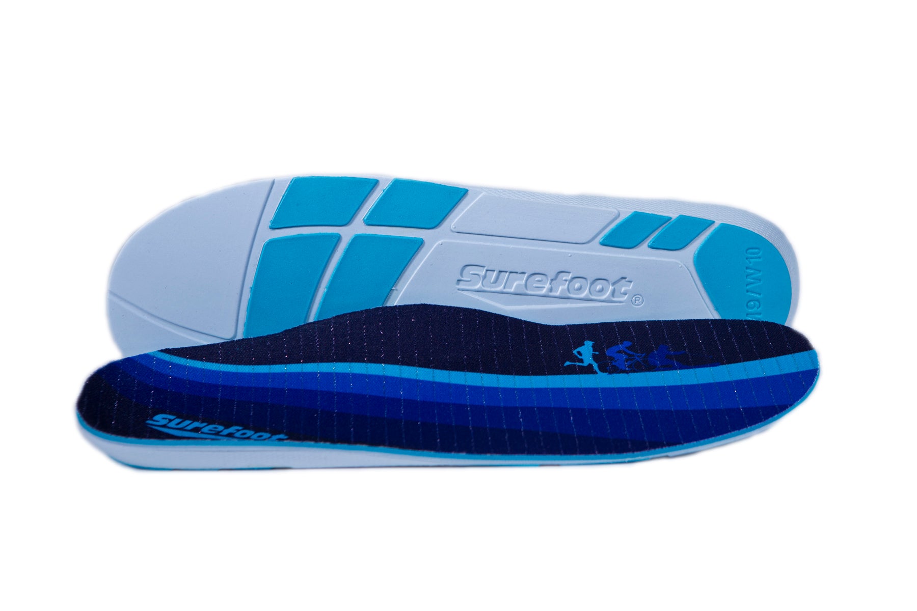 Blue Surefoot Conforma Insole, Surefoot logo underneath and on top sheet.
