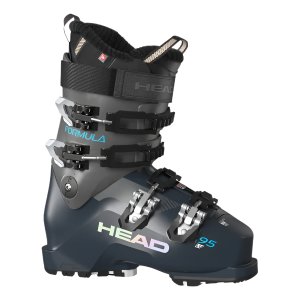 The Formula 95 Women's Low Volume boot is a slate color with four black buckles.