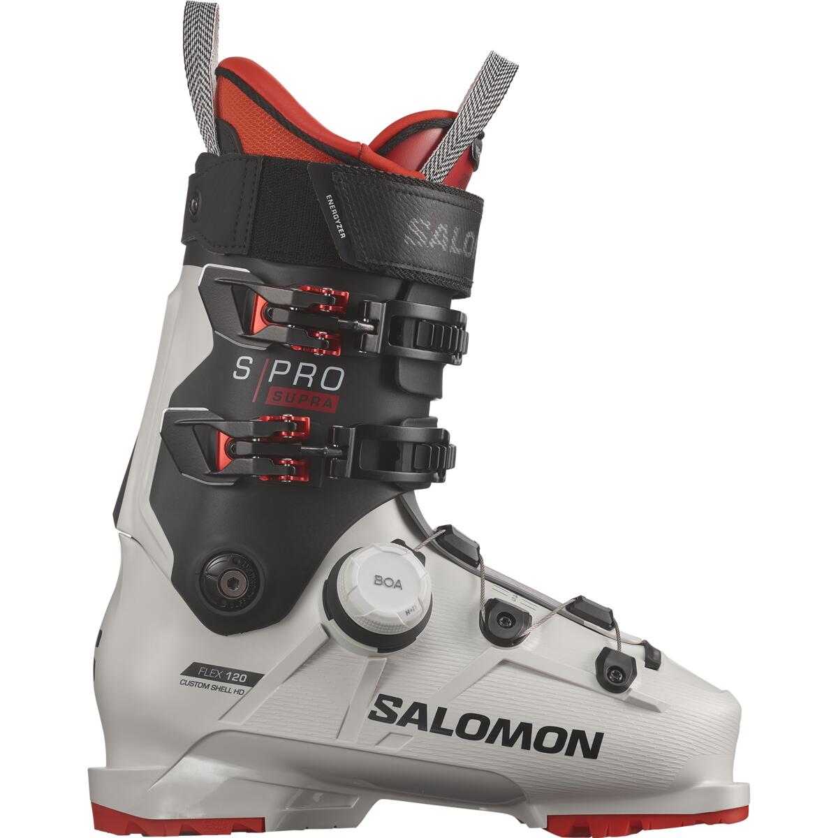 The S/Pro BOA from Salomon has a black upper cuff that is white along the spine
