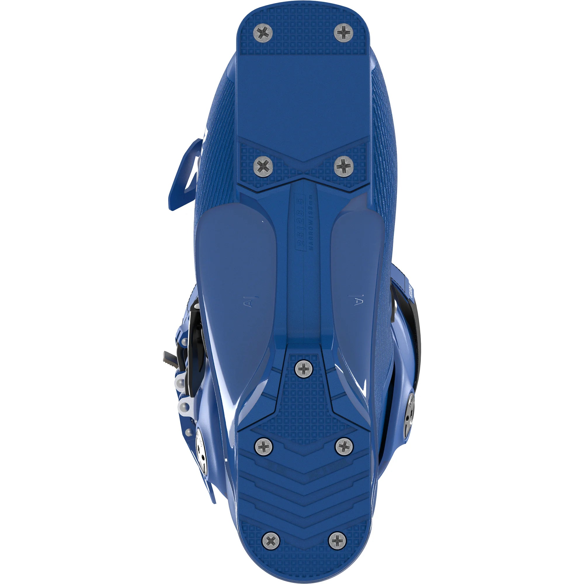 The outsole of a Salomon Race boot with a grip walk plates.