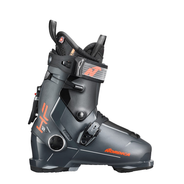 the hf 120 is an all black boot. there are Nordica logos that are red. there is only one buckle over hte instep