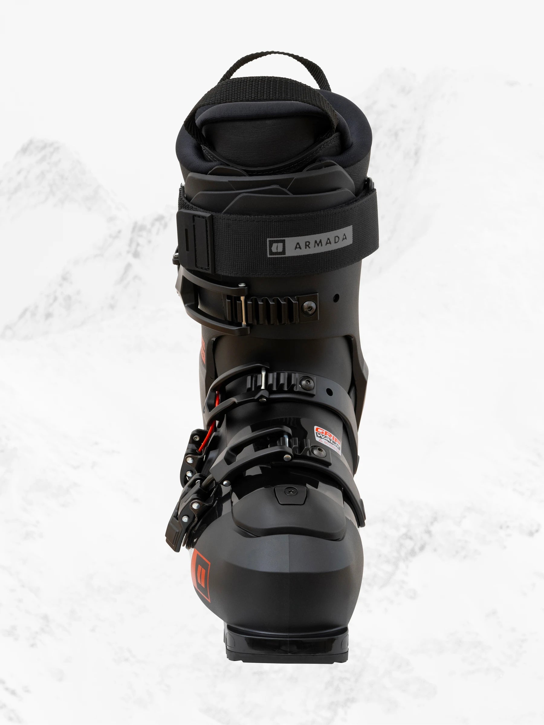 The front view of the new Armando ski boot in a 100 flex.