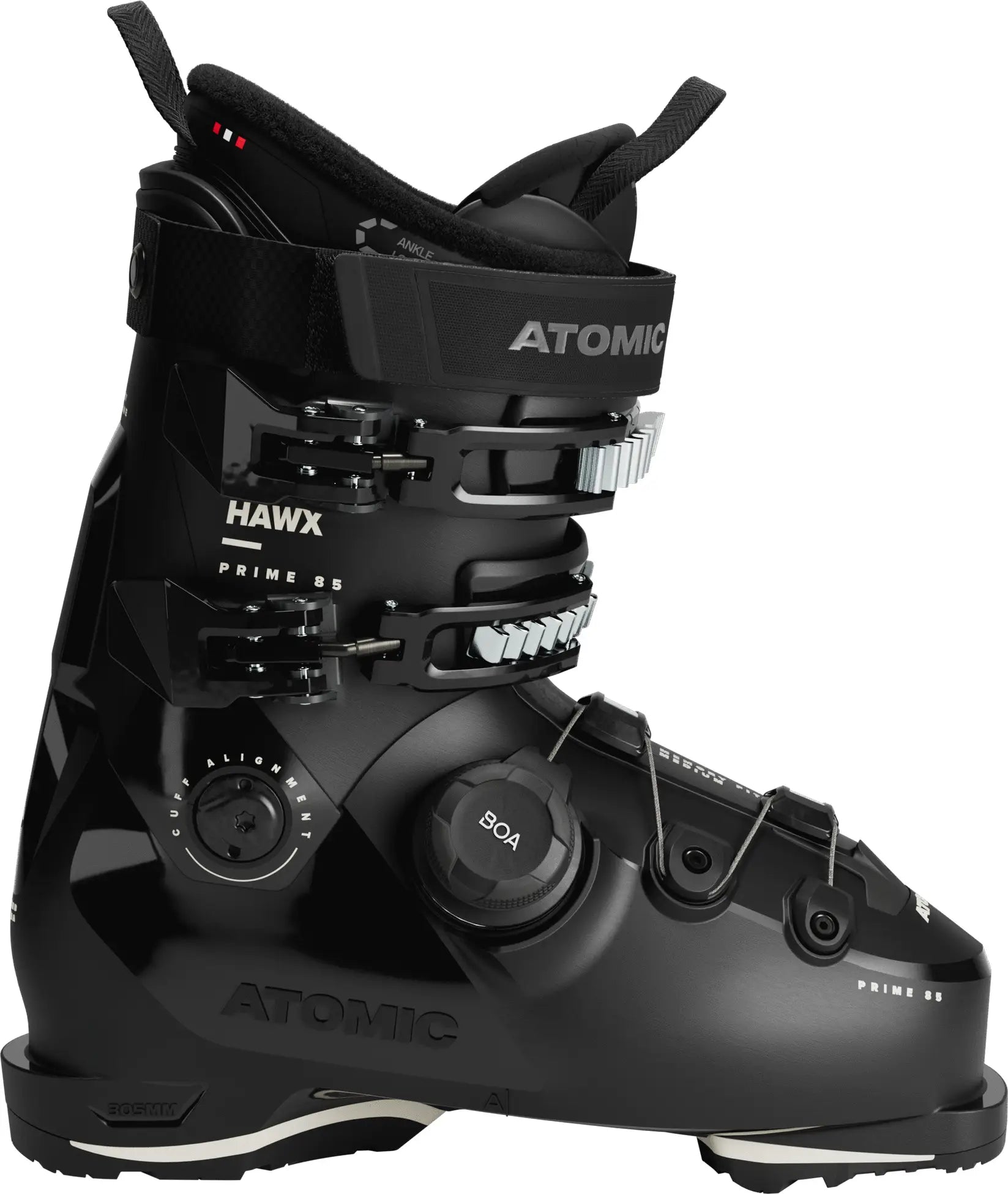 Black Womens Atomic ski boot on a white background