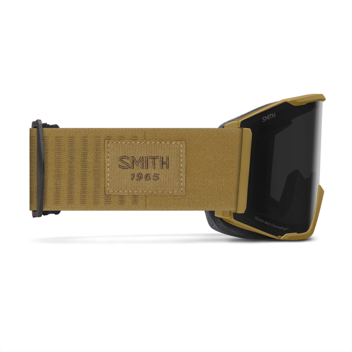 The strap of this ski goggle says Smith 1965