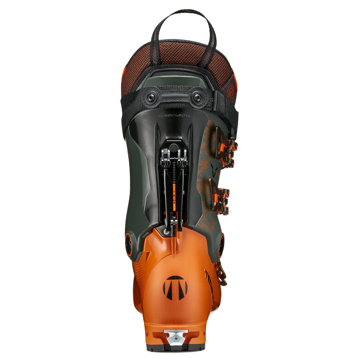 The back view of a Tecnica Coshise 130 hybrid ski boot on a white background.