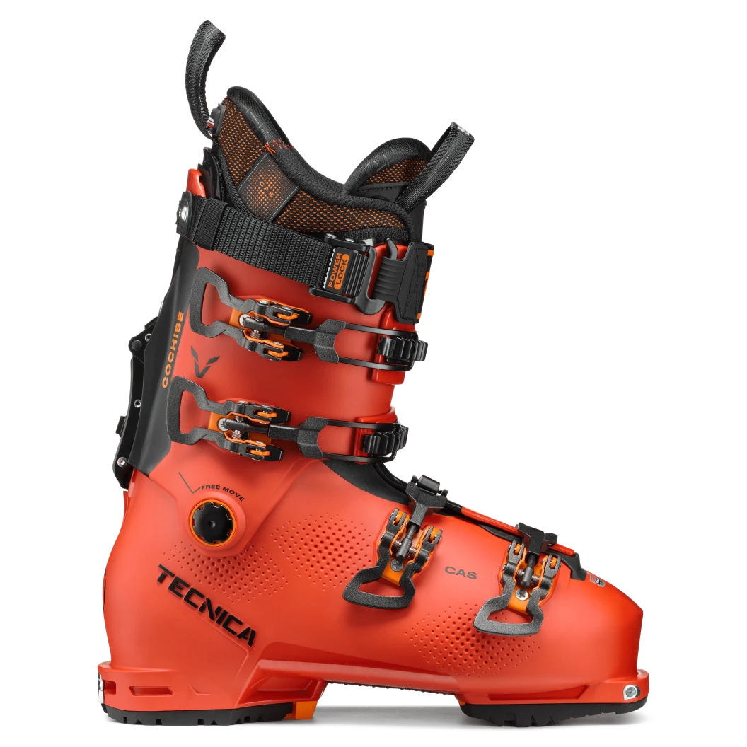 The Cochise 130 is an impressive, tech rich ski boot.  The brick orange colorway will pop in the snow