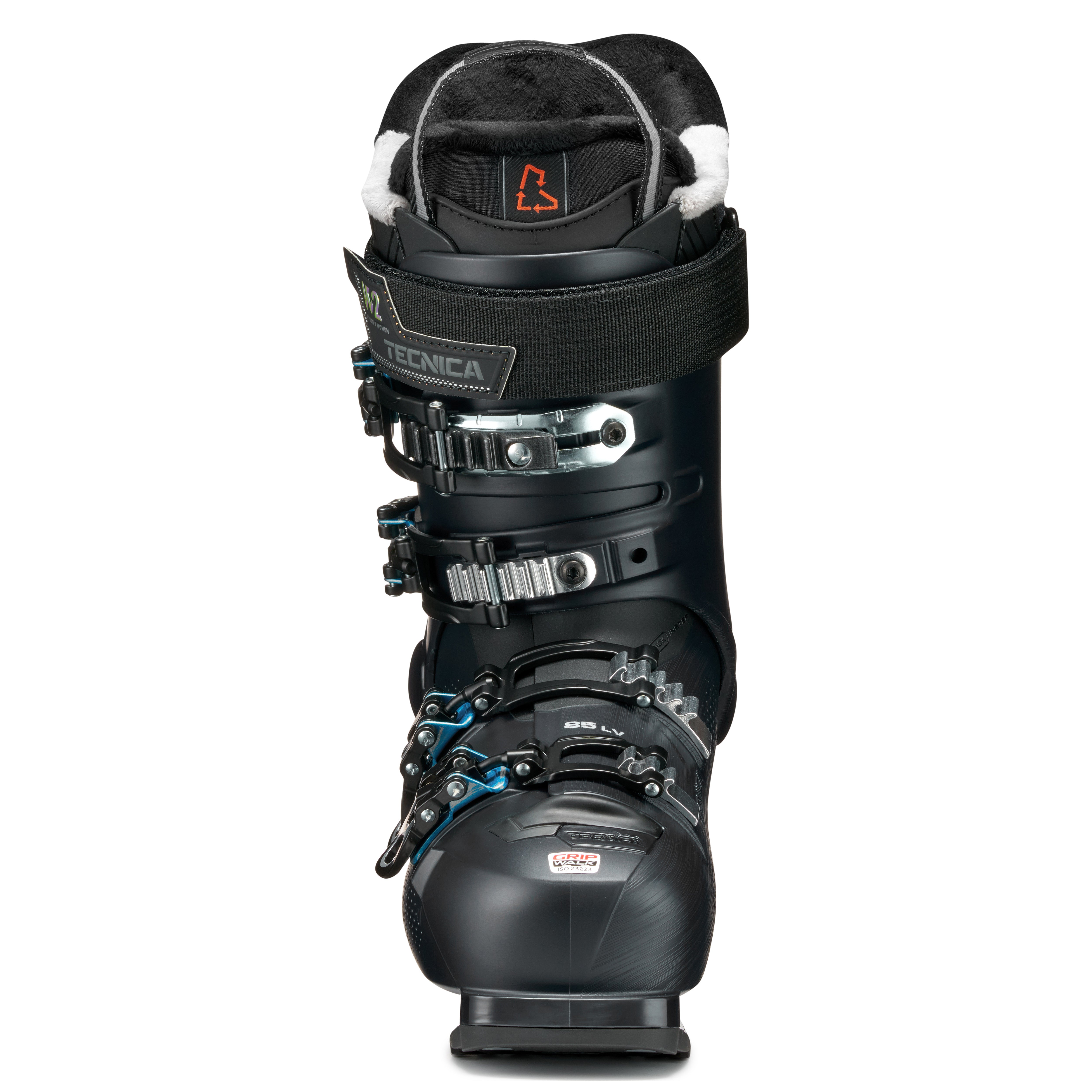 The top of the liner inside the Mach Sport 85 has a red logo with arrows that are in the shape of a ski boot.