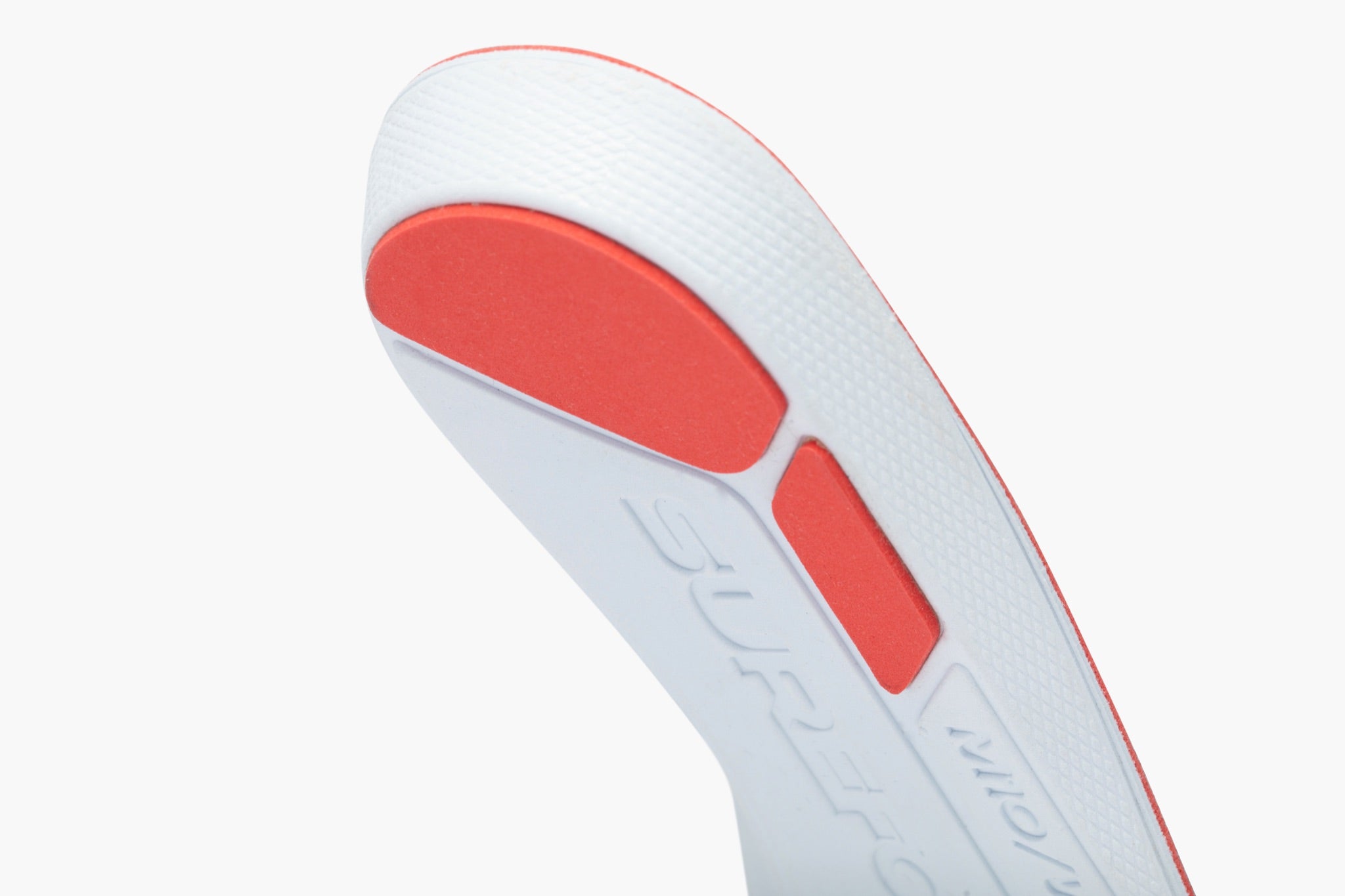 the heel of the insole is white with red acents