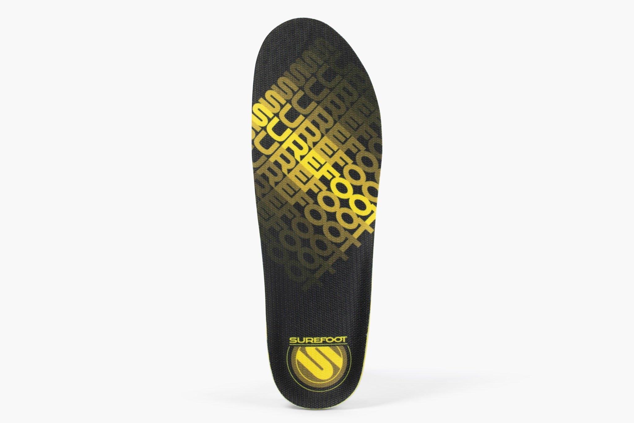 the top of the insole is black with a Surefoot logo on the heel and under the foot