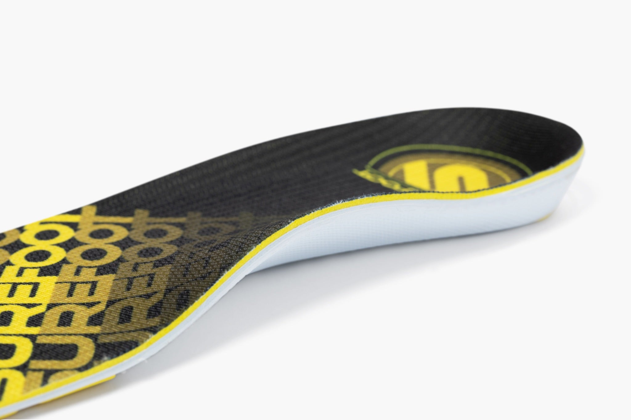 the insole has branding and logo of Surefoot in yellow