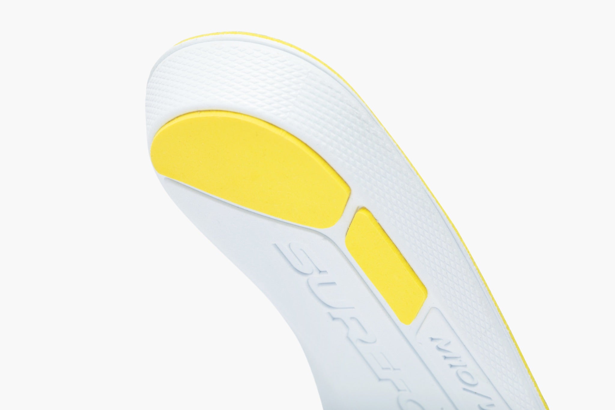 the heel of the insole has yellow accents underneath