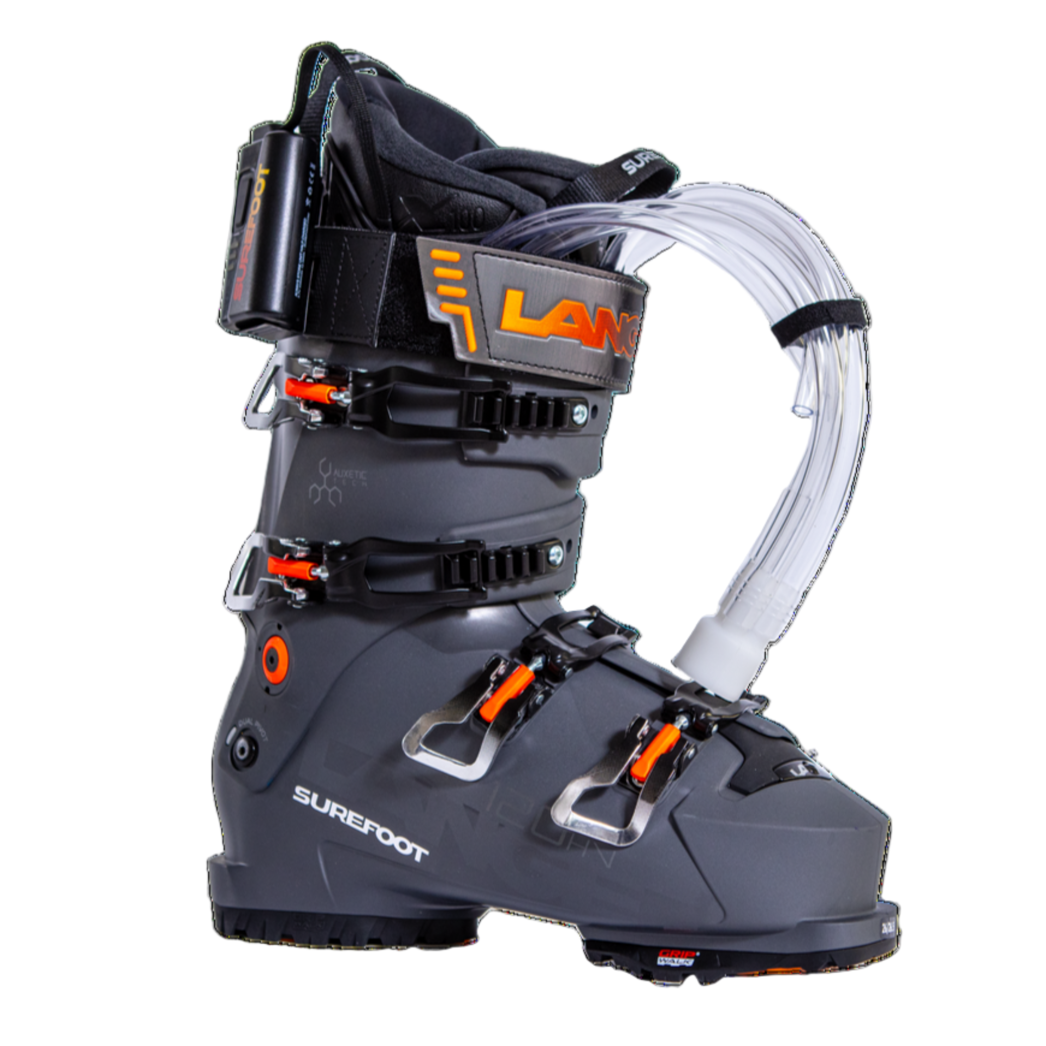 Like the Shadow HV, the MV is dark grey with black buckles and orange and red accents. 