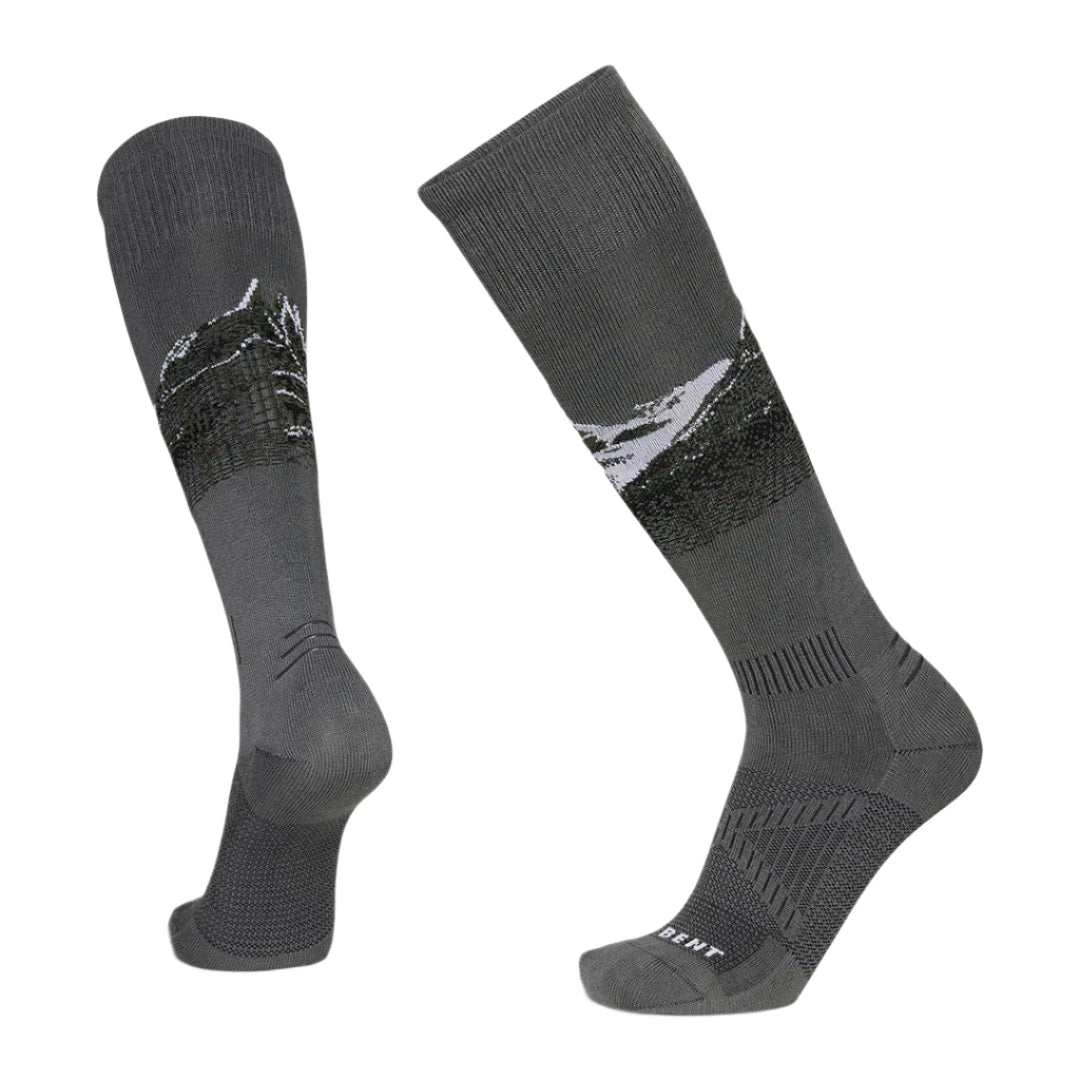 These Lebent ski socks have a mountain print on them