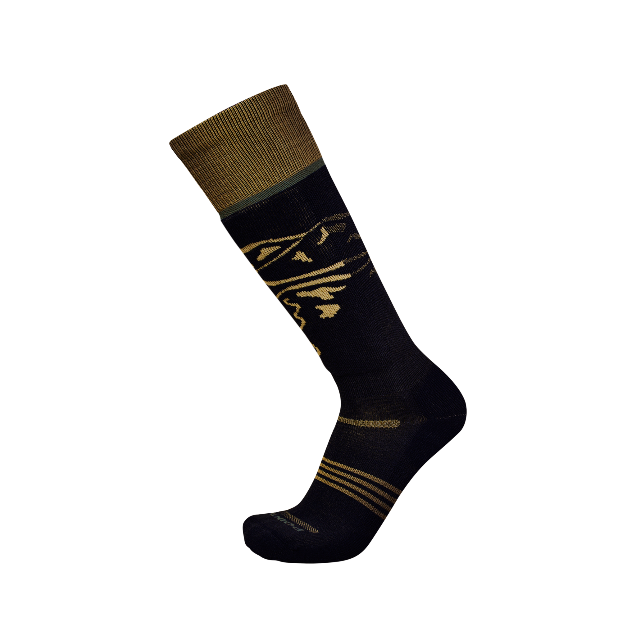 Point6 Summit Pro Light OTC Ski Socks black with yellow/gold designs